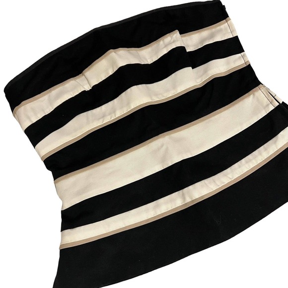 White House Black Market WHBM NWT Strapless Black & Cream Bustier Top - Size 2 - Picture 2 of 7